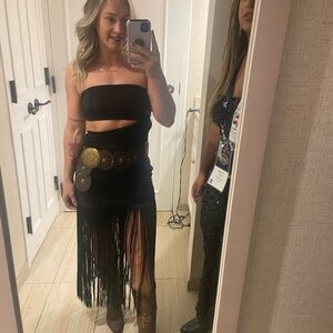 12th tribe black fringe dress